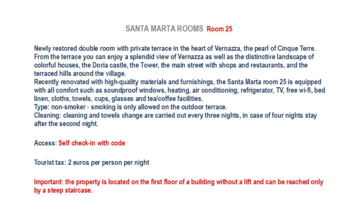 Santa Marta Rooms - Vernazza Eksteriør billede